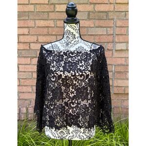 NWT Alice + Olivia Prena Cold Shoulder Black Lace Top XS